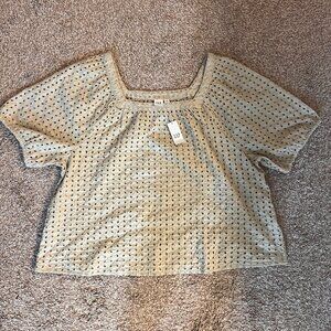 NWT Eyelet Square Neck Tee